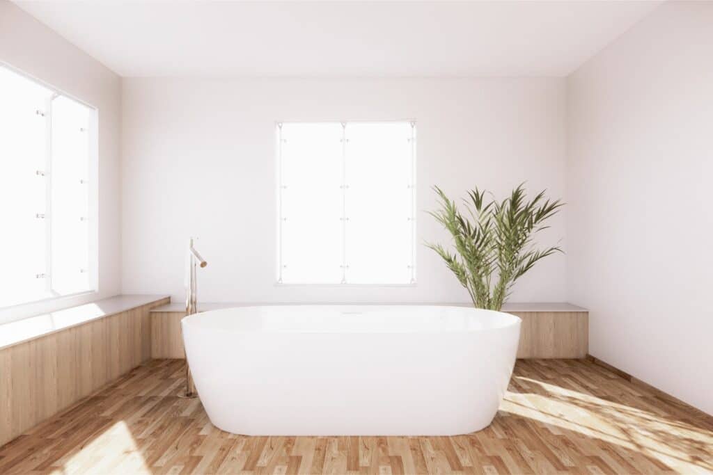 Wooden bathroom flooring