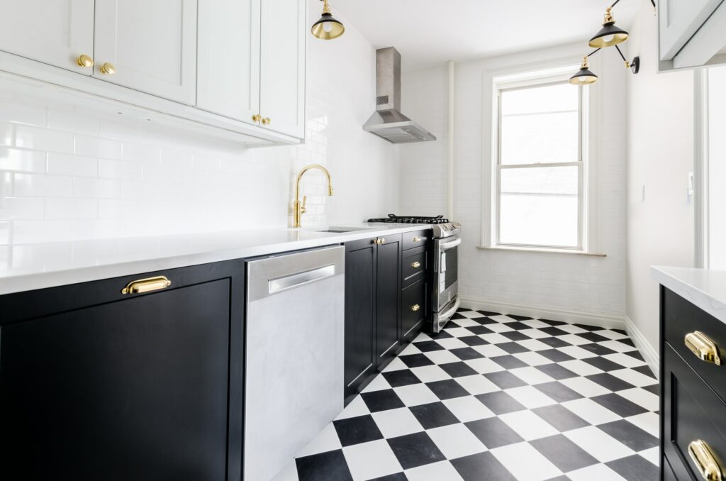black white kitchen remodel design