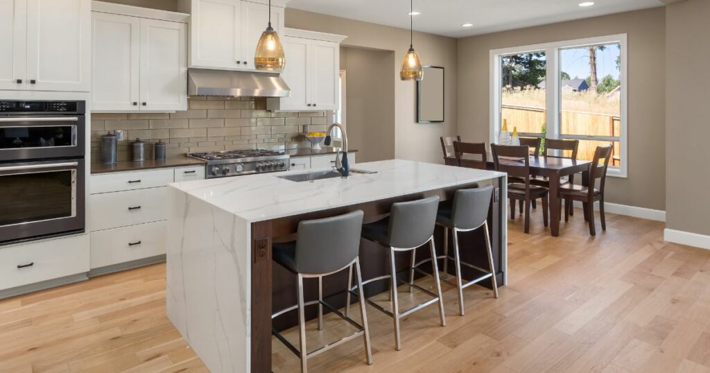 waterfall kitchen island