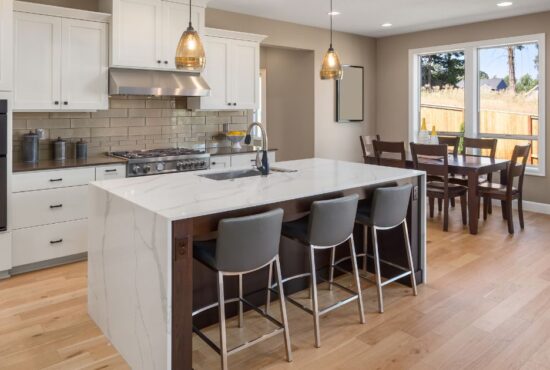 waterfall kitchen island