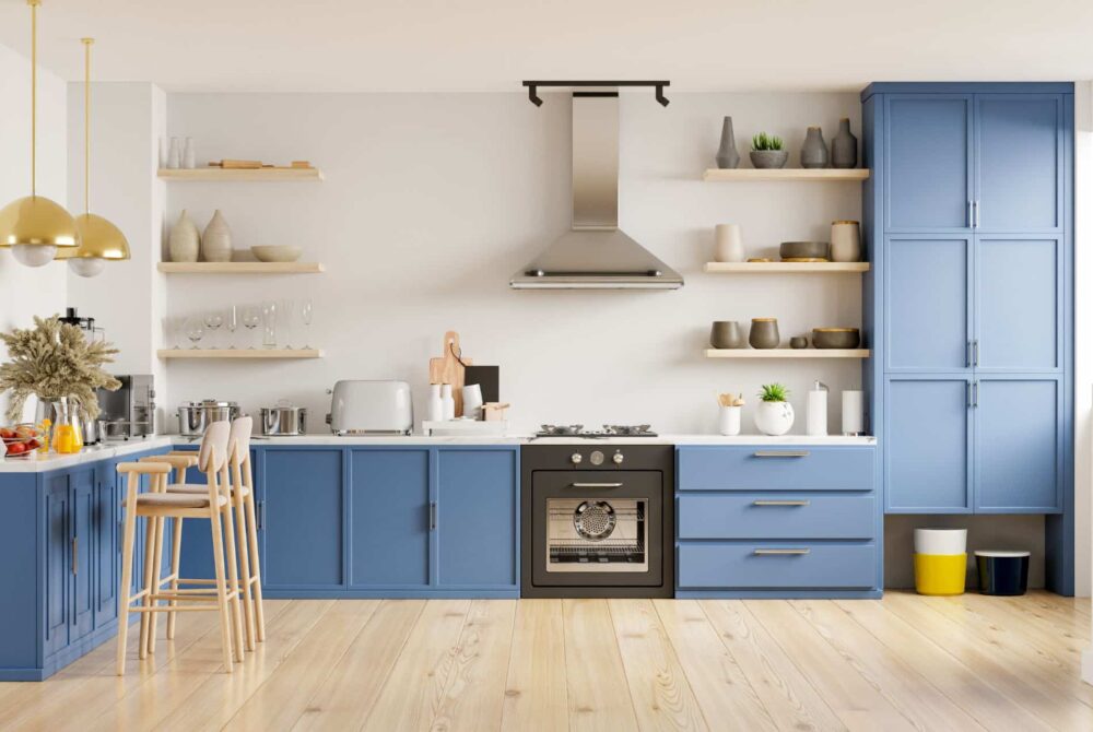 dark blue kitchen cabinets