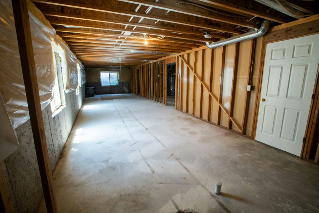 Framed basement walls ready for drywall
